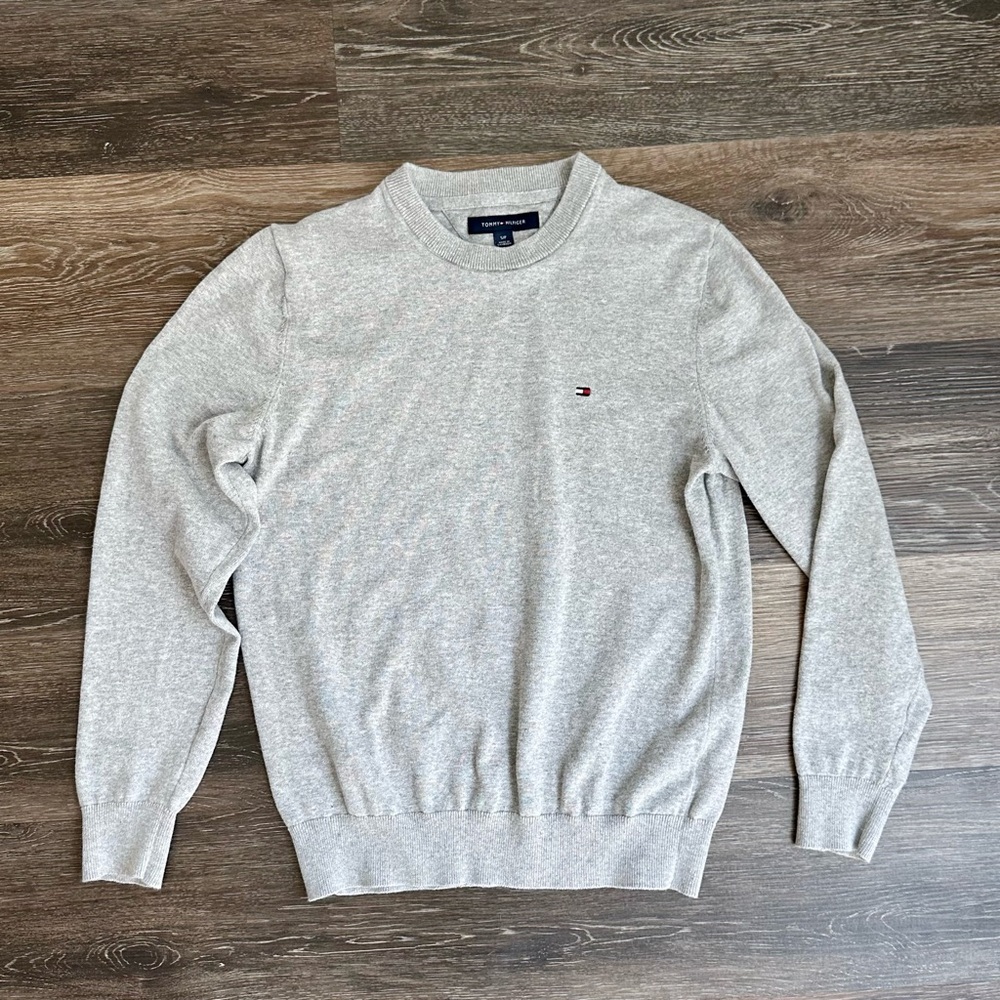 Tommy Hilfiger Grey Heather Crewneck Cotton Sweater Men’s Small